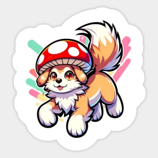 Cute Kawaii dog Mushroom Sticker